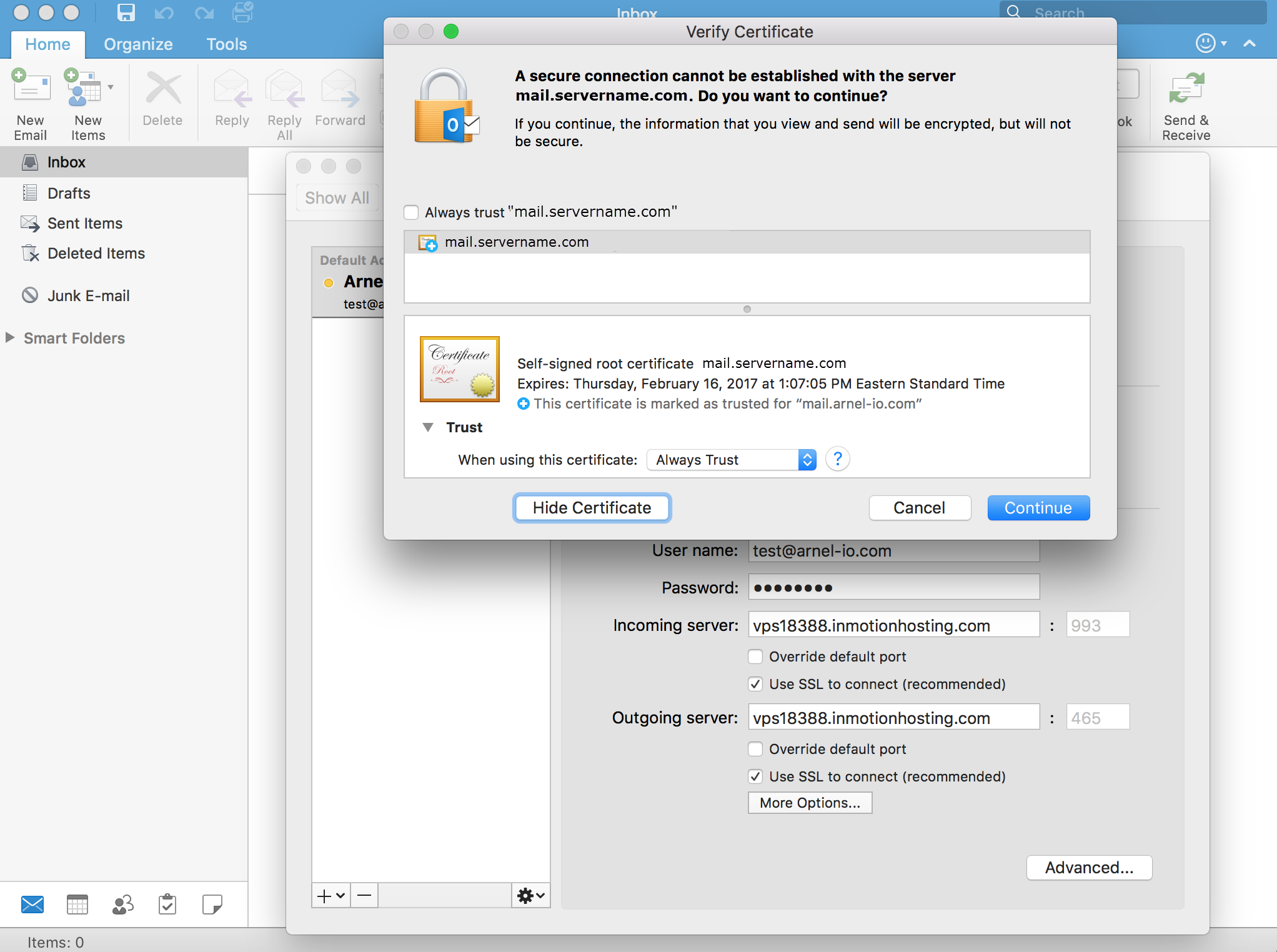 certificate for email outlook mac